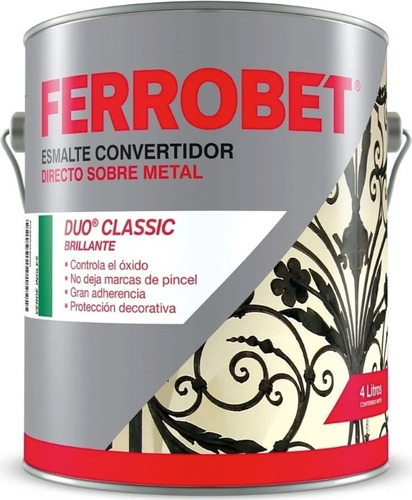 Esmalte Convertidor Oxido Brillante Ferrobet Duo Petrilac 1l