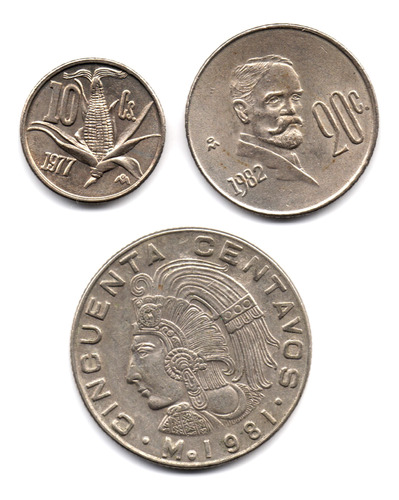 México 10, 20 Y 50 Centavos 1977 - 1982
