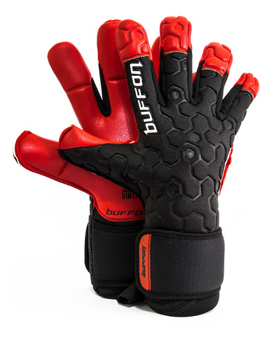 Guantes Arquero Profesionales Buffon Titan Negro Rojo