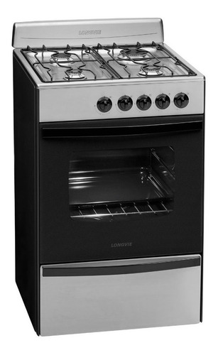 Imagen 2 de 3 de Cocina Longvie Standard 13231XF multigas 4 hornallas acero inoxidable puerta con visor 74L