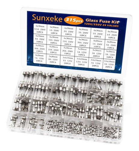 Sunxeke 24 Valores 315 Piezas Kit Surtido De Fusibles De Vid