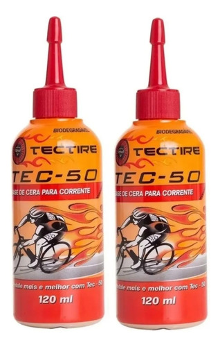 2 Óleo Lubrificante Tectire Tec-50 Bio Cera Bike - 120ml 