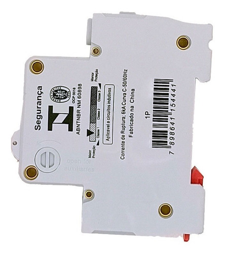 Disjuntor Monofásico Unipolar 10a 16a 20a 25a 32a 40a 50a 63