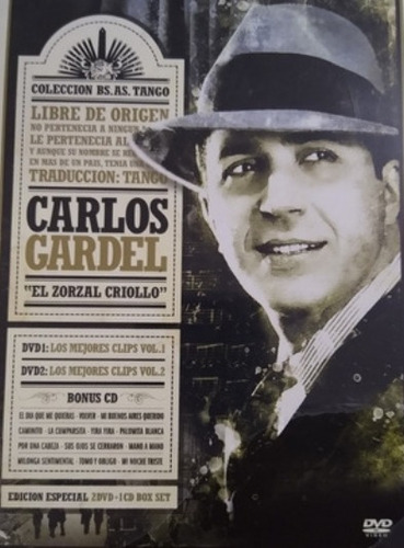  Carlos Gardel Con 2 Dvd +  1 Cd Nuevos Con Grandes Éxitos