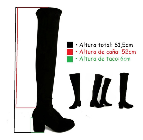 Imagen 7 de 10 de Botas Bucanera Elastizada Gamuza 933 Taco Bajo 6 Cm Invierno