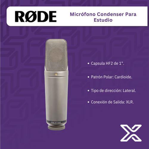 Micrófono Condenser De Estudio Inc. Soporte Rode Nt1000 Negro