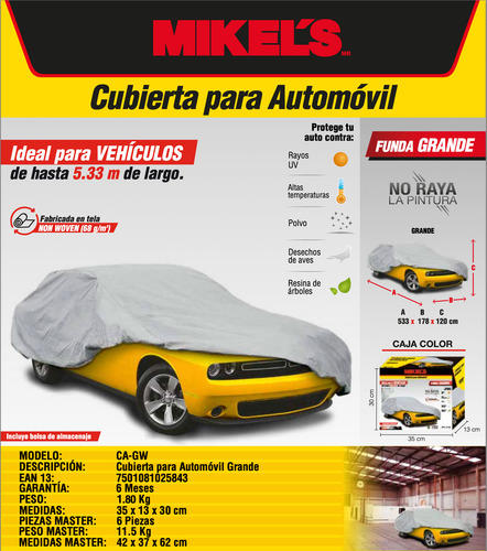 Funda Cubierta Grande Para Automovil Mikels Ca-gw