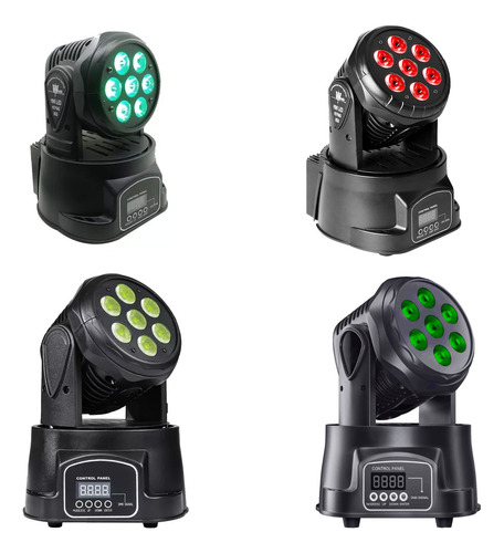 Pack 4 Cabeza Movil Robotico Par 7 Led Rgbw Dmx Fiesta Disco