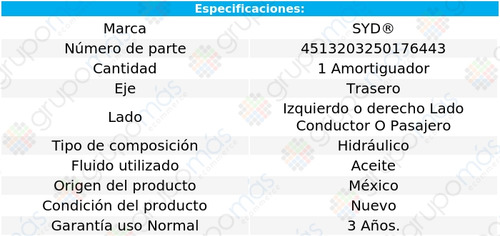 Amortiguador Hid Tras Izq/der Syd P/peugeot 206 99 A 08