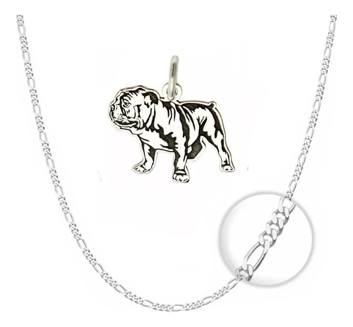 Dije Y Cadena Perro Bulldog Ingles De Plata .925