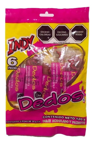 4 Pza Dulce Acidulado Dedos Picosito 6 Pzas De 20 G C/u