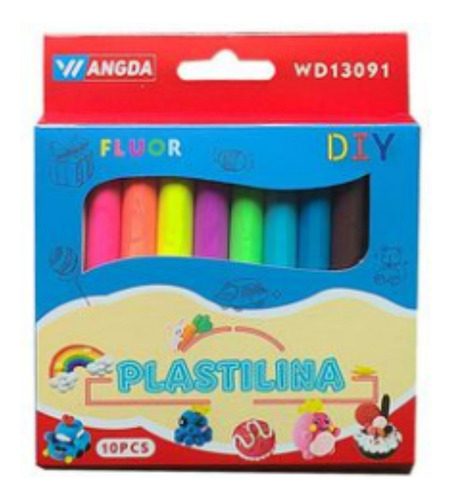 12 Packs Plastilina 10 Colores Fluorescentes Diy Multicolor Fluorescente