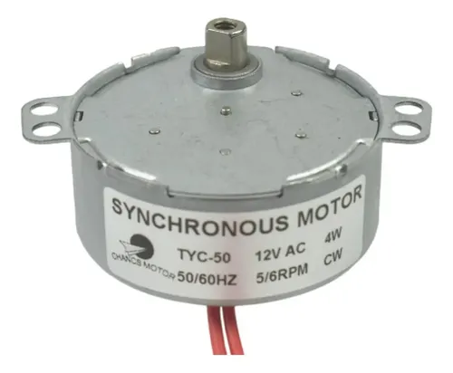 Motor Síncrono Tyc-50 12v Ac 5-6 Rpm Eixo De Descarga 5,5 Mm
