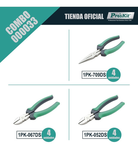 Set Pinzas Alicate Electricidad 4 Unidades X Modelo Proskit