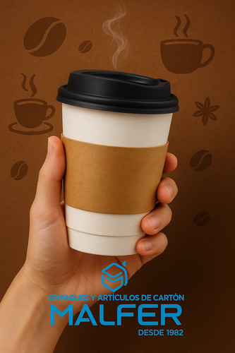 2000 Fajillas Para Vaso Bebida Caliente Cafe Mangas Kraft