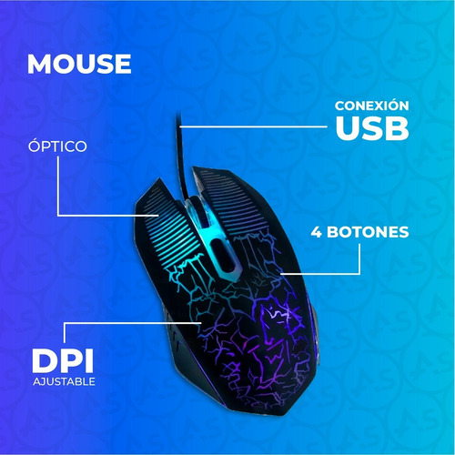 Imagen 3 de 10 de Combo Gamer 4 En 1 Mouse Teclado Auriculares Alfombrilla Pc