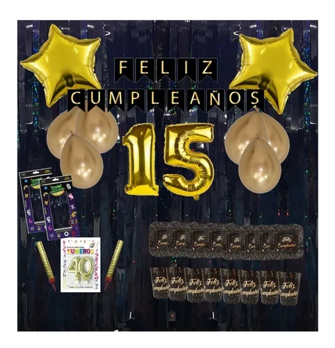 Kit Decoración Cumpleaños - 18 Años - Negro Y Plateado