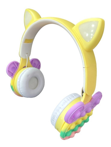 Auricular Inalambrico Bluetooth Orejas De Gato C/luz Pop It