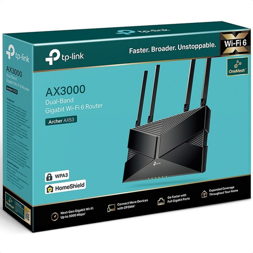 Tp-link, Router Gigabit Wifi 6 Dual Band Ax3000, Archer Ax53