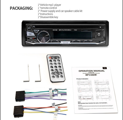 Imagen 2 de 6 de Reproductor Para Vehículos Con Bluetooth Usb Aux Fm 1 Din