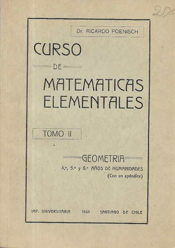 Curso Matemáticas Elementa Tomo I I ( Geometría ) / Poenisch