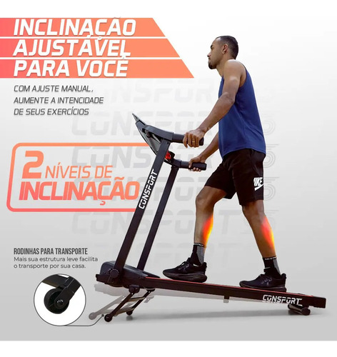 Esteira Consport Ct50 Elétrica Ergométrica De Corrida Resideal Cor Preto 127/220v