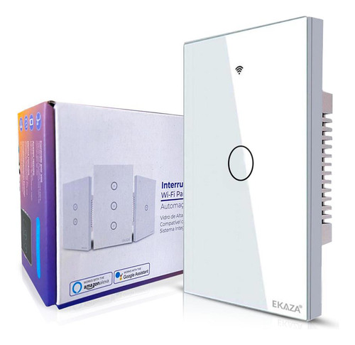 Interruptor Smart Touch Screen 1 Botão Google Alexa - Ekaza