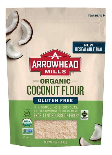 Harina De Coco Organica Arrowhead Mills Libre De Gluten 453g