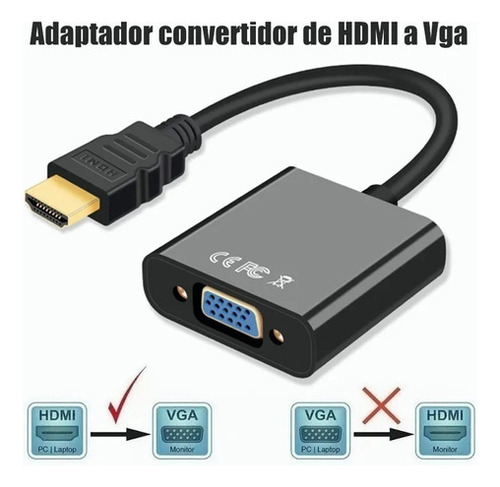 Adaptador Hdmi A Vga Con Cable De Audio De 3.5 Mm Blanco