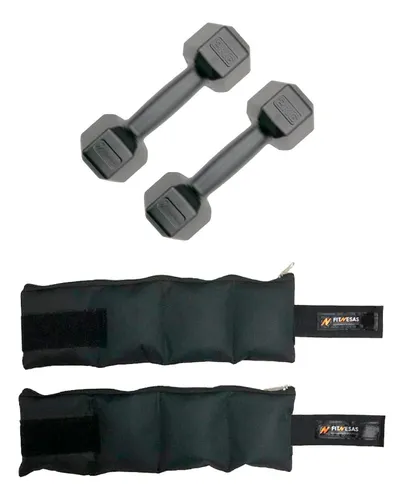 Kit Set Gym 2 Mancuernas 2 Kg + 2 Tobilleras 2 Kg