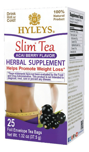 Hyleys Slim Tea 25 Sobres Sabor Acai Berry
