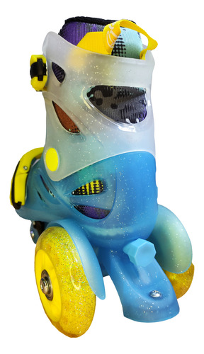 Patines Azul Entrenador Kit Completo Ajustable Led 17 - 19 Mx 8 Cm Azul Acero
