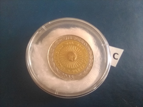 1 Peso Moneda Año 2008 Con Cajita De La República Argentina (Usado)
