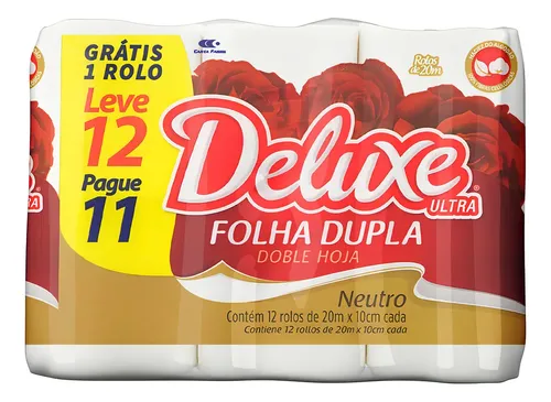 Papel Higienico Folha Dupla Neutro Deluxe 12 Rolos