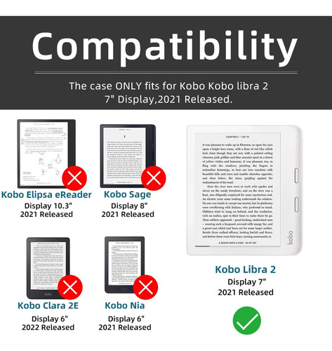 Funda Para Kobo Libra 2 Only De 7 Pulgadas, Funda Inteligent
