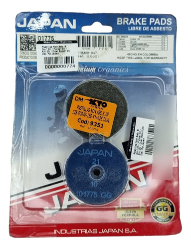 Pastillas Non Asb. Gp-125 Furax150 Kn125 Sport125 Japan