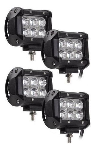 Pack X4 Foco Led Neblinero Barra De Led Focos Neblinero 18w