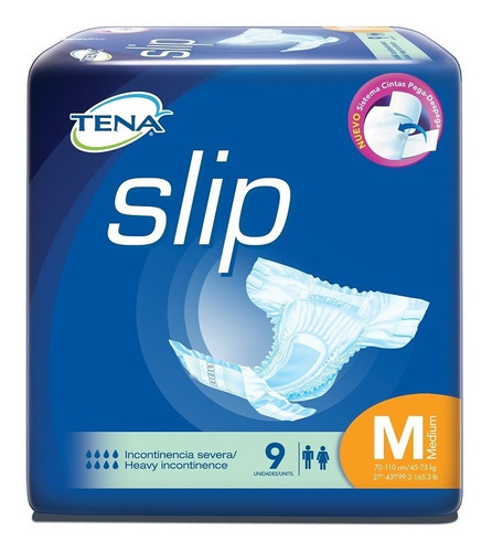 Pañal Tena Slip Talla M Paca 9 Unidades Talle Mediano