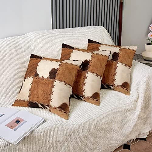 Juego De 2 Fundas De Almohada De Piel De Vaca De 20 X 20, Fu