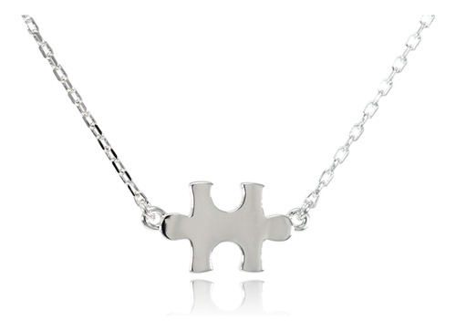 Dote Puzzle Piece Collar Delicado De Plata De Ley 925 Autént