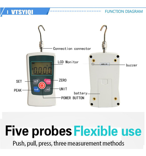 Medidor De Fuerza Digital Push Pull Gauge Tester Con 500n