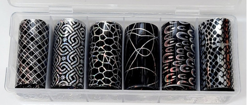 Kit De Foils Para Nail Art/cajita X 6 Rollitos + Adhesivo 