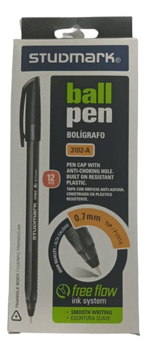 Bolígrafos Triangular Negro Studmark 0.7mm 3102-a