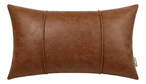 Funda De Cojín De Cuero Marrón Brawarm 12x20 Pulgadas - Deco