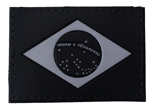Imagem 2 de 2 de Patch Emborrachado Bandeira Do Brasil Preto Cinza Cm Fixação
