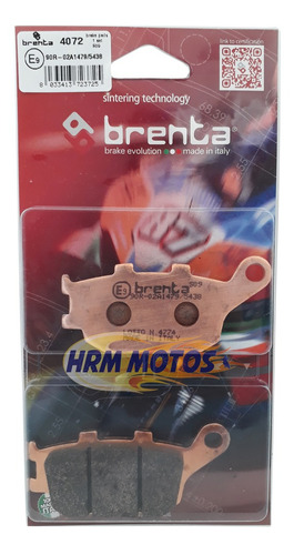 Pastilha De Freio Traseiro Brenta Brakes Yzf R1 2007 A 2014