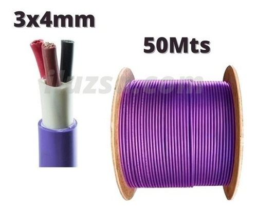 Imagen 3 de 4 de Cable Subterráneo 3x4mm X Rollo De 50 Metros.