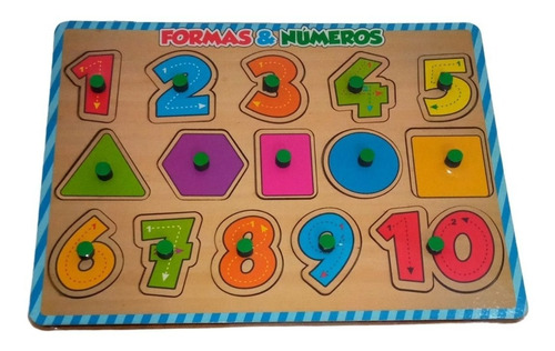 Quebra-cabeça Com Pinos Brinquedo Educativo Números E Formas