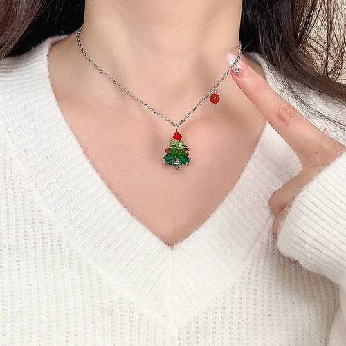 Collar De Acero Titanio Con Dije De Árbol De Navidad