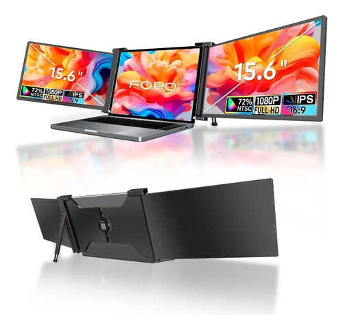 Fopo 15.6 Monitor Triple Para Computadora Portátil, Monitor